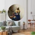 muursticker rond cirkel muurcirkel wandcirkel stikker het melkmeisje vermeer Johannes