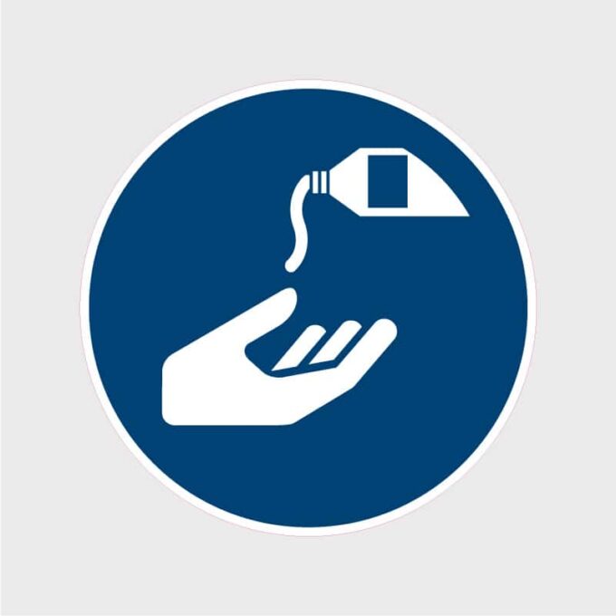 Sticker Handen desinfecteren verplicht ISO 7010 M022 gebodsstickers veiligheidsstickersArtboard 1-80