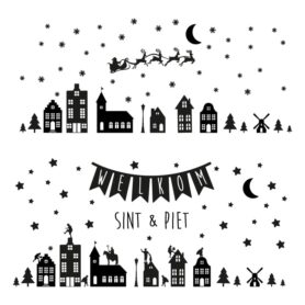 raamstickers-sinterklaas-sint-en-piet-kerst-raamdecoratie-ideeen-zwart-Sinterklaas-herbruikbaar-statisch