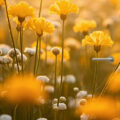 Deursticker deurposter bloemen zonsondergang adembenemend natuur