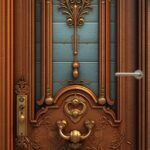 Deursticker deurposter cartoon stijl houten deur houtlook