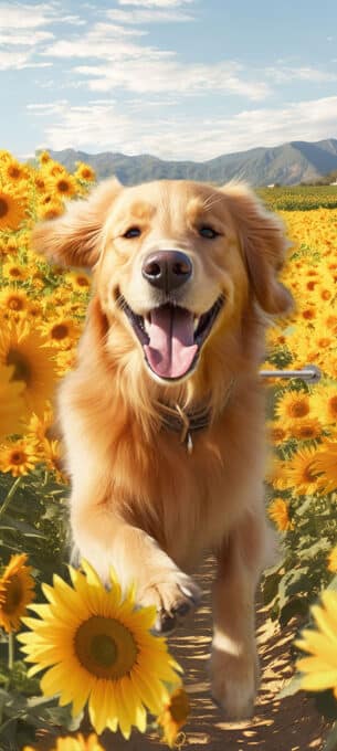 deurposter deursticker hond zonnebloemen natuur sticker poster