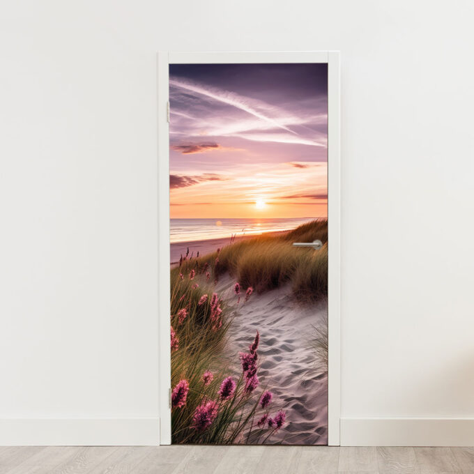 deurposter deursticker sticker poster strand zonsondergang natuur