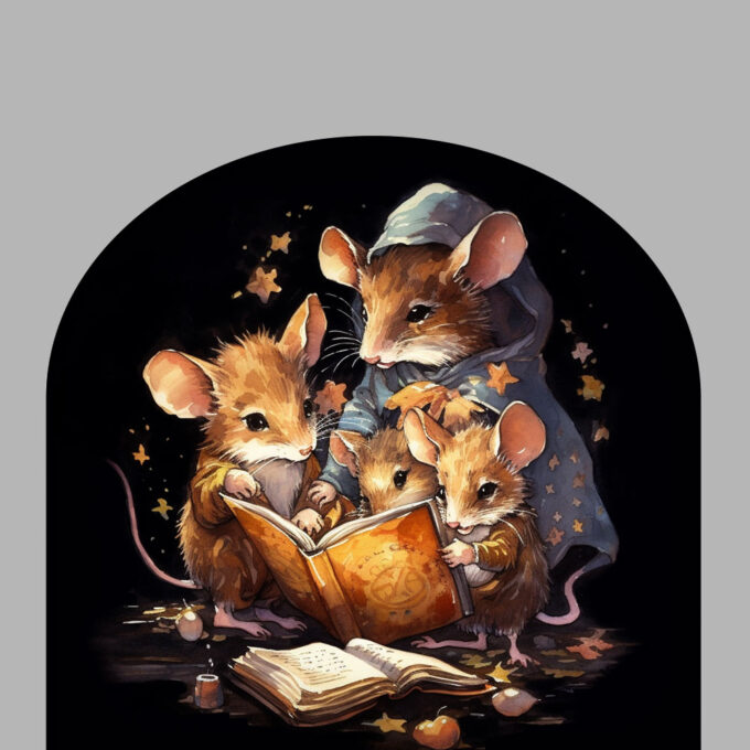 muursticker muis leest voor knaagdieren