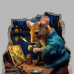 muursticker muis kunst verf schilder