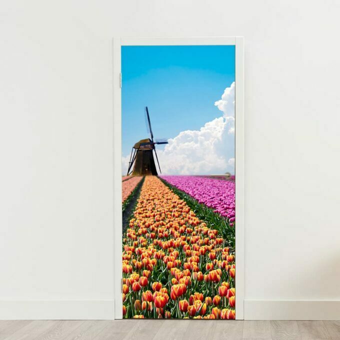 tulpen windmolen deursticker deurposter sticker poster bloemen