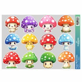 mushroom paddenstoelen psylosibine happy blij kleurrijk emotie groen rood paars geel blauw