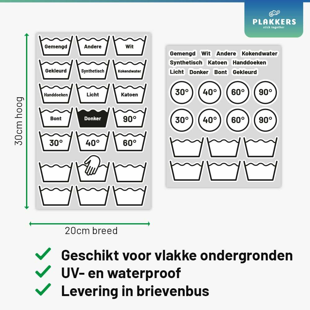 washulp labellen organiseren washok ideeen inspiratie goedkoop gemengd wit gekleurd andere wit synthetisch kokendwater katoen bont donker 30 40 60 90 graden stickers