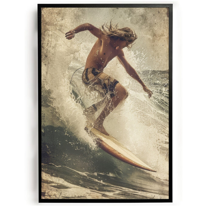 Poster-movie-vintage-retro surf strand water zee