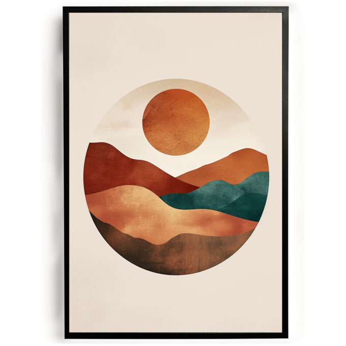 poster vormen berglandschap abstract kunst woonkamer keuken kantoor slaapkamer aardkleuren modern