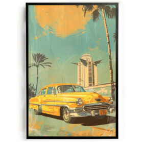 poster retro art taxi oldschool geel amerikaanse poster goedkoop ideeen muurdecoratie inspiratie wanddecoratie