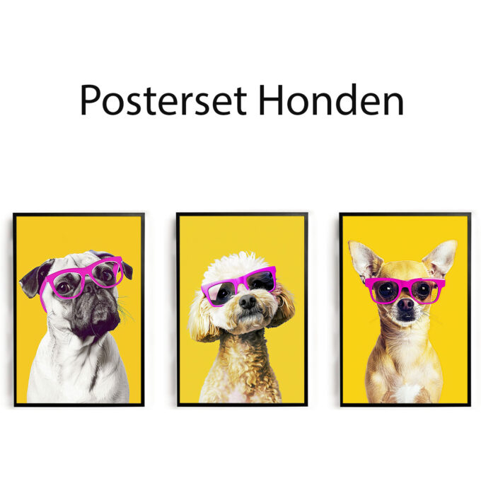 Posterset grappige honden inspiratie woonkamer slaapkamer kantoor