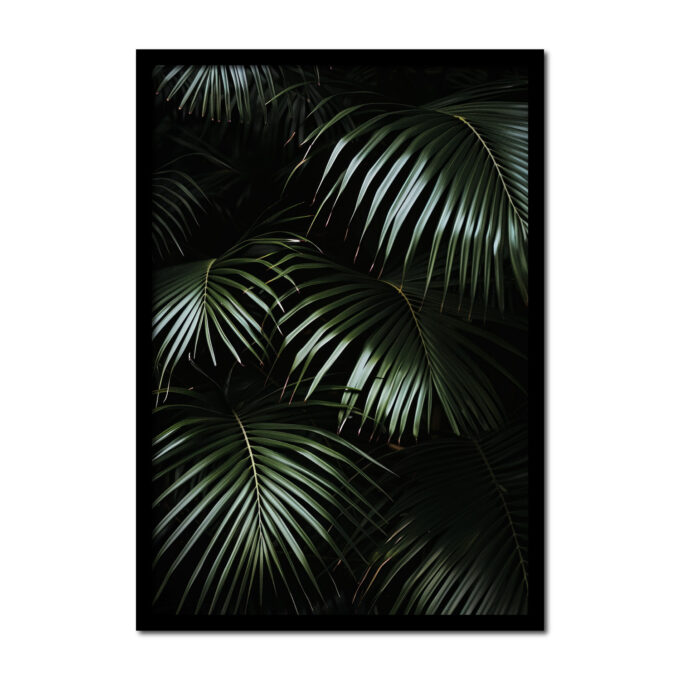 jungle-bladeren-groen-zwarte-achtergrond-Posters-woonkamer-slaapkamer-kinderkamer-keuken-ideeen-inspiratie-goedkoop-store